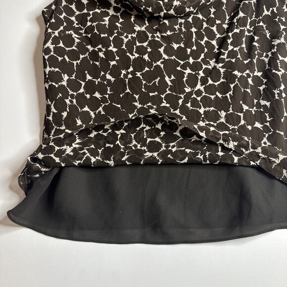 Ann Taylor Y2K Giraffe Print Cowl Neck Top L Brown Silky Minimalist Workwear - Picture 8 of 10